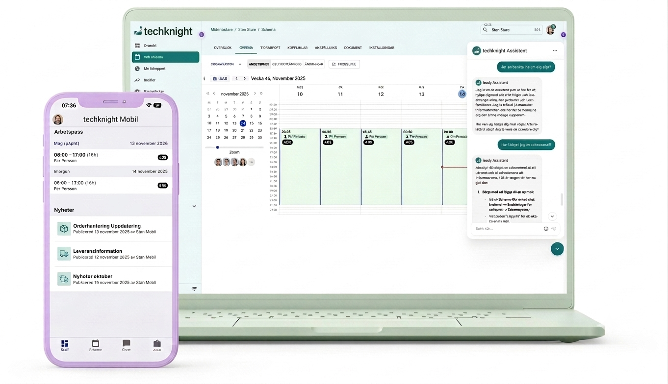 Techknight app mockup
